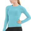 Twentyonefitness Yoga Seamless Workout Shirts for Women Long Sleeve Yoga Tops Sports Running Shirt Breathable Athletic Top Slim Fit