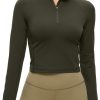 Twentyonefitness Yoga Women’s Long Sleeve Workout Shirts Half Zip Pullover Sweatshirt Athletic Cropped Tops Running Shirt