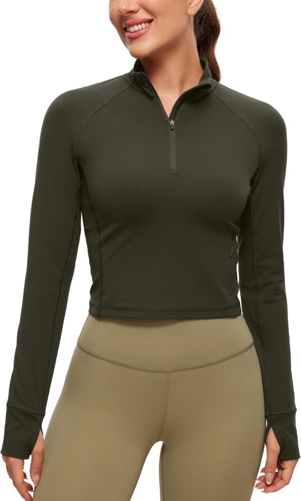 Twentyonefitness Yoga Women’s Long Sleeve Workout Shirts Half Zip Pullover Sweatshirt Athletic Cropped Tops Running Shirt