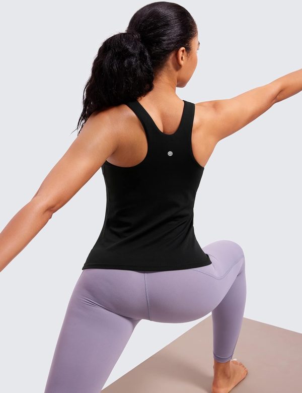 Twentyonefitness Yoga Womens Racerback Workout Tank Top with Built in Shelf Bra – Padded High Neck Yoga Athletic Camisole