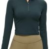 Twentyonefitness Yoga Women’s Long Sleeve Workout Shirts Half Zip Pullover Sweatshirt Athletic Cropped Tops Running Shirt