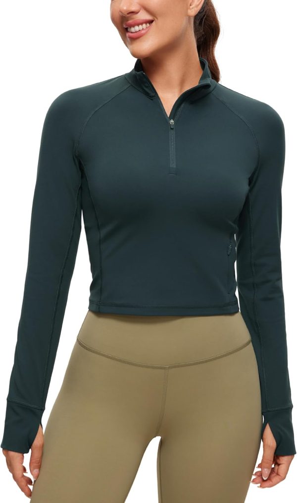 Twentyonefitness Yoga Women’s Long Sleeve Workout Shirts Half Zip Pullover Sweatshirt Athletic Cropped Tops Running Shirt