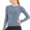 Twentyonefitness Yoga Seamless Workout Shirts for Women Long Sleeve Yoga Tops Sports Running Shirt Breathable Athletic Top Slim Fit