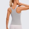 Twentyonefitness Yoga Womens Racerback Workout Tank Top with Built in Shelf Bra – Padded High Neck Yoga Athletic Camisole