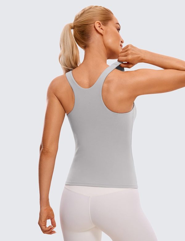 Twentyonefitness Yoga Womens Racerback Workout Tank Top with Built in Shelf Bra – Padded High Neck Yoga Athletic Camisole