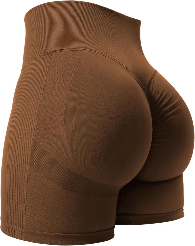 TwentyonefitnessYoga Bottoms  Women High Waist Workout Yoga Gym Smile Contour Seamless Cycling Shorts…