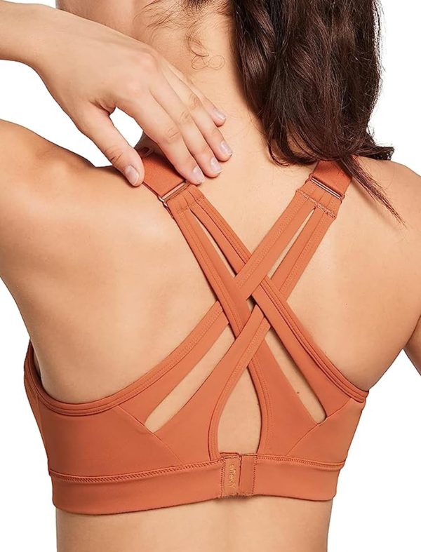 Twentyonefitness Yoga Sports Bra High Impact Adjustable Criss Cross Back, Full Support for Large Bust No Bounce