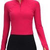 Twentyonefitness Yoga Women’s Long Sleeve Workout Shirts Half Zip Pullover Sweatshirt Athletic Cropped Tops Running Shirt