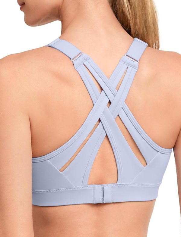 Twentyonefitness Yoga Sports Bra High Impact Adjustable Criss Cross Back, Full Support for Large Bust No Bounce