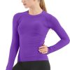 Twentyonefitness Yoga Seamless Workout Shirts for Women Long Sleeve Yoga Tops Sports Running Shirt Breathable Athletic Top Slim Fit