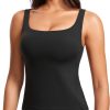 Twentyonefitness Yoga Workout Tank Tops for Women U Neck Padded Crop Tops Athletic Camisole Tops with Built in Bra