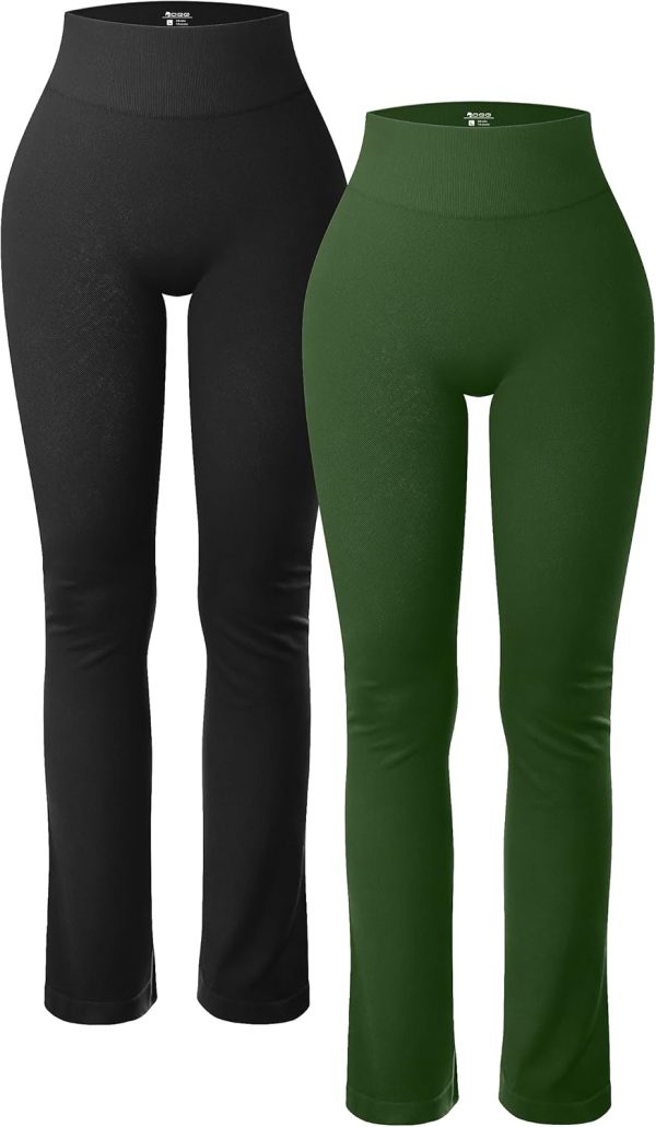 71S-pL39BfL._AC_SL1500 TwentyonefitnessYoga Bottoms Women’s 2 Piece Yoga Pants Ribbed Seamless Workout High Waist Athletic Straight Leg Leggings
