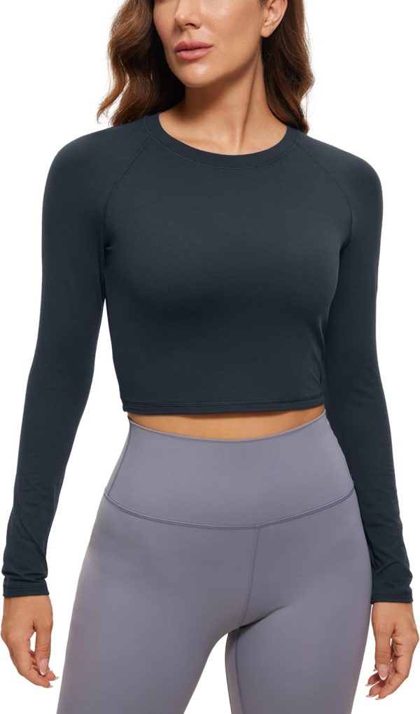 71SFYI2xuJL._AC_SL1500_c8ab15e5-3a70-42e0-8da3-6f5669780fd4 Twentyonefitness Yoga Womens Long Sleeve Crop Workout Tops Athletic Yoga Running Cropped Tops Slim Fit Gym Shirts