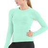 Twentyonefitness Yoga Seamless Workout Shirts for Women Long Sleeve Yoga Tops Sports Running Shirt Breathable Athletic Top Slim Fit