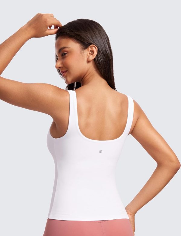 Twentyonefitness Yoga Workout Tank Tops for Women U Neck Padded Crop Tops Athletic Camisole Tops with Built in Bra