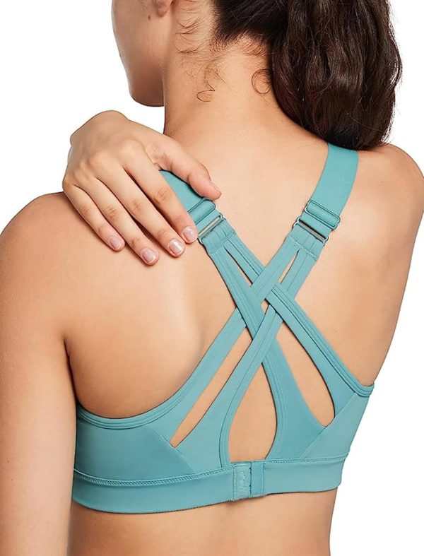 Twentyonefitness Yoga Sports Bra High Impact Adjustable Criss Cross Back, Full Support for Large Bust No Bounce