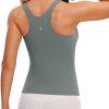 Twentyonefitness Yoga Womens Racerback Workout Tank Top with Built in Shelf Bra – Padded High Neck Yoga Athletic Camisole