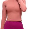 Twentyonefitness Yoga Women’s Long Sleeve Workout Shirts Half Zip Pullover Sweatshirt Athletic Cropped Tops Running Shirt