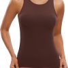 Twentyonefitness Yoga Womens Racerback Workout Tank Top with Built in Shelf Bra – Padded High Neck Yoga Athletic Camisole