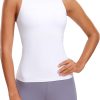 Twentyonefitness Yoga Womens Racerback Workout Tank Top with Built in Shelf Bra – Padded High Neck Yoga Athletic Camisole