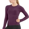 Twentyonefitness Yoga Seamless Workout Shirts for Women Long Sleeve Yoga Tops Sports Running Shirt Breathable Athletic Top Slim Fit