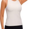 Twentyonefitness Yoga Womens Racerback Workout Tank Top with Built in Shelf Bra – Padded High Neck Yoga Athletic Camisole