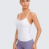 Twentyonefitness Yoga Womens Workout Racerback Tank Top with Built in Bra – Scoop Neck Spaghetti Strap Padded Slim Camisole
