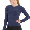 Twentyonefitness Yoga Seamless Workout Shirts for Women Long Sleeve Yoga Tops Sports Running Shirt Breathable Athletic Top Slim Fit
