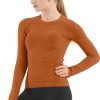 Twentyonefitness Yoga Seamless Workout Shirts for Women Long Sleeve Yoga Tops Sports Running Shirt Breathable Athletic Top Slim Fit