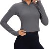Twentyonefitness Yoga Women’s Long Sleeve Workout Shirts Half Zip Pullover Sweatshirt Athletic Cropped Tops Running Shirt
