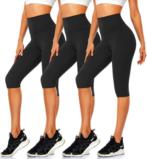 71iiEtJXNvL._AC_SL1500 TwentyonefitnessYoga Bottoms Women’s Knee Length Leggings-High Waisted Capri Pants Biker Shorts for Women Yoga Workout Exercise Short Casual Summer