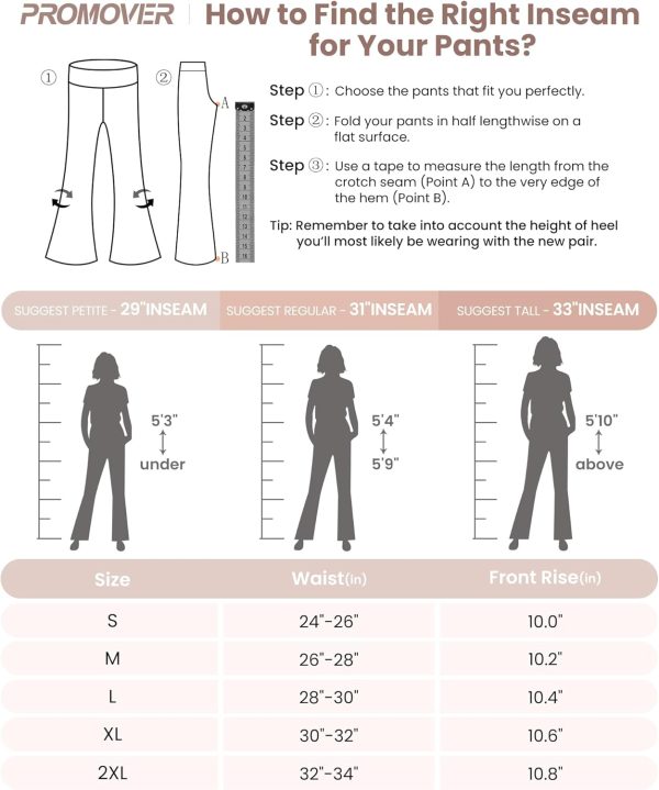 TwentyonefitnessYoga Bottoms  Bootcut Yoga Pants for Women High Waist Dress Pants Flare Leggings 29″ 31″ 33″ Workout Pant for Casual Work