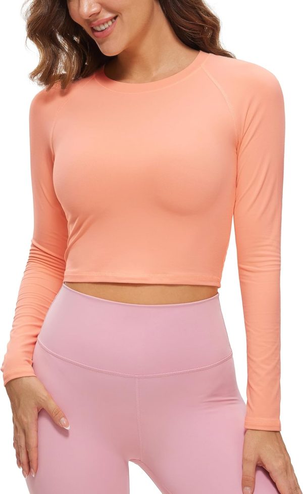 71k3xkff20L._AC_SL1500_a095b9a9-55cd-45f8-bd74-bbdc12f7ad51 Twentyonefitness Yoga Womens Long Sleeve Crop Workout Tops Athletic Yoga Running Cropped Tops Slim Fit Gym Shirts
