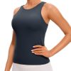 Twentyonefitness Yoga Womens Racerback Workout Tank Top with Built in Shelf Bra – Padded High Neck Yoga Athletic Camisole