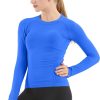 Twentyonefitness Yoga Seamless Workout Shirts for Women Long Sleeve Yoga Tops Sports Running Shirt Breathable Athletic Top Slim Fit
