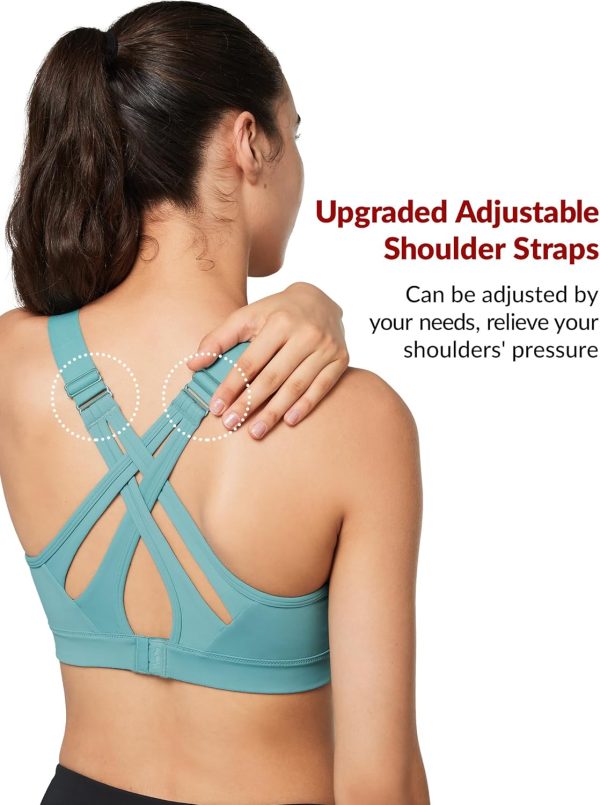 Twentyonefitness Yoga Sports Bra High Impact Adjustable Criss Cross Back, Full Support for Large Bust No Bounce