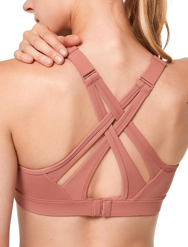 Twentyonefitness Yoga Sports Bra High Impact Adjustable Criss Cross Back, Full Support for Large Bust No Bounce