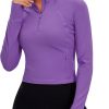 Twentyonefitness Yoga Women’s Long Sleeve Workout Shirts Half Zip Pullover Sweatshirt Athletic Cropped Tops Running Shirt