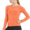 Twentyonefitness Yoga Seamless Workout Shirts for Women Long Sleeve Yoga Tops Sports Running Shirt Breathable Athletic Top Slim Fit