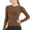 Twentyonefitness Yoga Seamless Workout Shirts for Women Long Sleeve Yoga Tops Sports Running Shirt Breathable Athletic Top Slim Fit