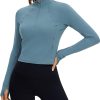 Twentyonefitness Yoga Women’s Long Sleeve Workout Shirts Half Zip Pullover Sweatshirt Athletic Cropped Tops Running Shirt
