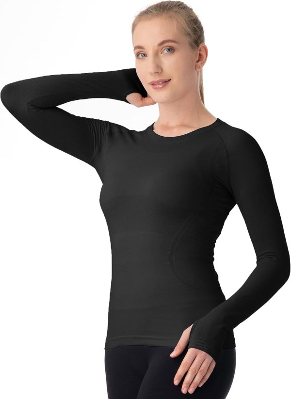 Twentyonefitness Yoga Seamless Workout Shirts for Women Long Sleeve Yoga Tops Sports Running Shirt Breathable Athletic Top Slim Fit