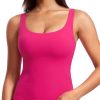 Twentyonefitness Yoga Workout Tank Tops for Women U Neck Padded Crop Tops Athletic Camisole Tops with Built in Bra