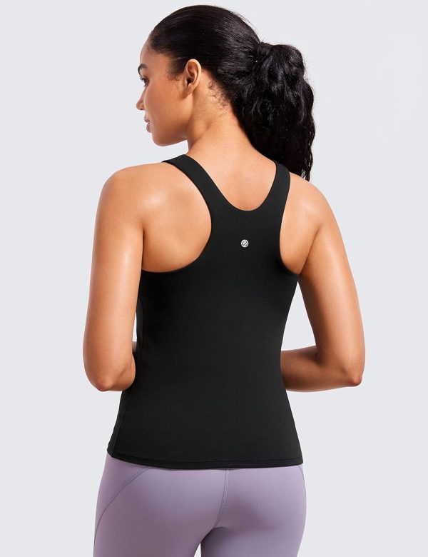 Twentyonefitness Yoga Womens Racerback Workout Tank Top with Built in Shelf Bra – Padded High Neck Yoga Athletic Camisole