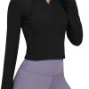 Twentyonefitness Yoga Women’s Long Sleeve Workout Shirts Half Zip Pullover Sweatshirt Athletic Cropped Tops Running Shirt