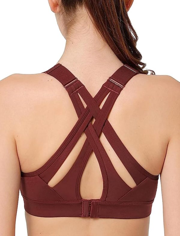 Twentyonefitness Yoga Sports Bra High Impact Adjustable Criss Cross Back, Full Support for Large Bust No Bounce