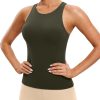 Twentyonefitness Yoga Womens Racerback Workout Tank Top with Built in Shelf Bra – Padded High Neck Yoga Athletic Camisole