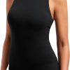 Twentyonefitness Yoga Womens Racerback Workout Tank Top with Built in Shelf Bra – Padded High Neck Yoga Athletic Camisole