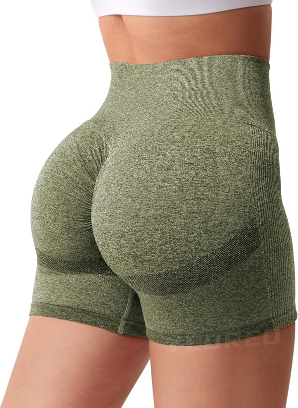 TwentyonefitnessYoga Bottoms  Women High Waist Workout Yoga Gym Smile Contour Seamless Cycling Shorts…