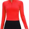 Twentyonefitness Yoga Women’s Long Sleeve Workout Shirts Half Zip Pullover Sweatshirt Athletic Cropped Tops Running Shirt